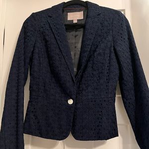 Banana Republic Size 4 Navy Eyelet Blazer